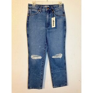 Wrangler Women's‎ Distressed Jeans Ripped Knee High Rise Denim Blue Size 26